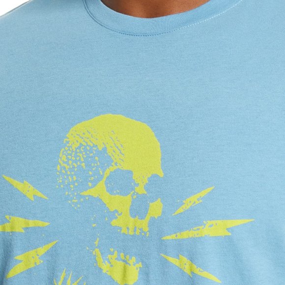 John Varvatos Skull Lightning Bolts Tee Shirt Sky - Picture 3 of 5